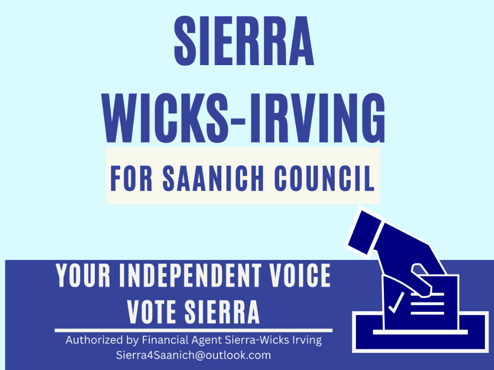 Sierra Wicks-Irving for Saanich Council campaign graphic